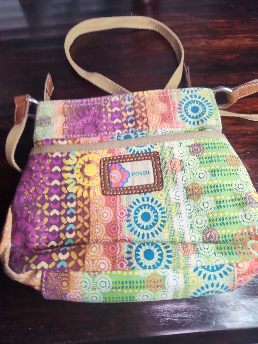 Fossil Women's Multicolor Patterned Crossbody Bag